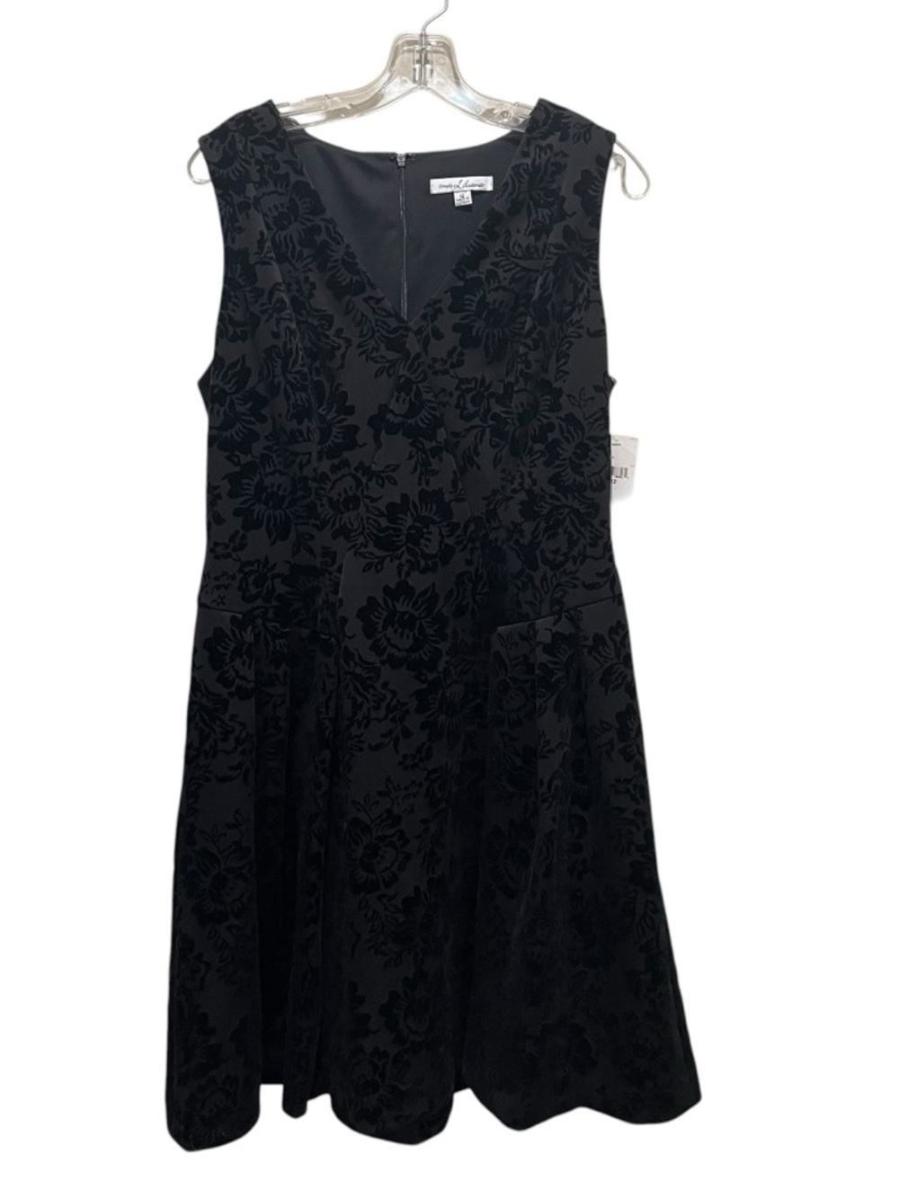 Simply Liliana Fit And Flare Velvet Floral Black Dress Women Size 12 Sleeveless